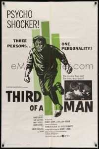 9p847 THIRD OF A MAN 1sh '62 James Drury, Jan Shepard, schizophrenia psycho shocker!