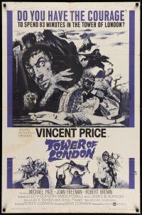 9p888 TOWER OF LONDON 1sh '62 Vincent Price, Roger Corman, montage of horror artwork!