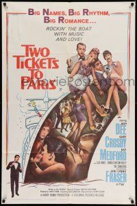 9p905 TWO TICKETS TO PARIS 1sh '62 Joey Dee, Gary Crosby, Kay Medford in France!