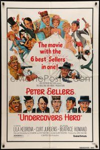 9p915 UNDERCOVERS HERO 1sh '75 Peter Sellers in 6 roles, great wacky artwork!