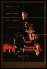 9p919 UNFORGIVEN DS 1sh '92 gunslinger Clint Eastwood, Gene Hackman, Morgan Freeman, Harris!