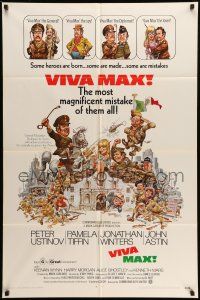 9p940 VIVA MAX 1sh '70 Peter Ustinov, Jonathan Winters, great Jack Davis art of cast!