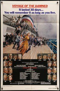 9p941 VOYAGE OF THE DAMNED 1sh '76 Faye Dunaway, Max Von Sydow, Richard Amsel art of cast!