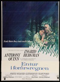 9p946 WALK IN THE SPRING RAIN trimmed 1sh '70 romantic art of Anthony Quinn & Ingrid Bergman!