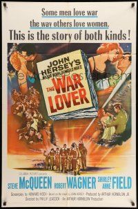9p952 WAR LOVER 1sh '62 Steve McQueen, Robert Wagner, Shirley Anne Field, dramatic Terpning art!