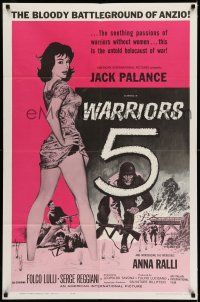 9p956 WARRIORS FIVE 1sh '62 Leopoldo Savona, Jack Palance, The incredible Anna Ralli!