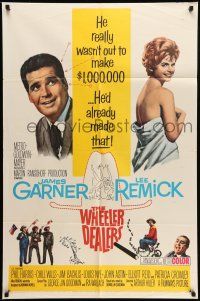 9p965 WHEELER DEALERS 1sh '63 James Garner, sexy Lee Remick wrapped only in a sheet!