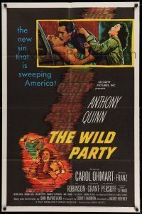 9p977 WILD PARTY 1sh '56 Anthony Quinn, it's the new sin that is sweeping America!