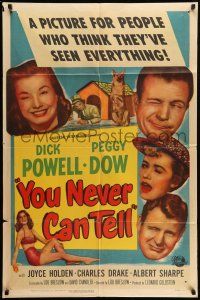 9p994 YOU NEVER CAN TELL 1sh '51 Dick Powell is a reincarnated dog who inherited a fortune!