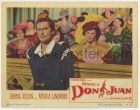9r543 ADVENTURES OF DON JUAN LC #5 '49 Ann Rutherford eyes Errol Flynn as the famous lover!