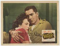 9r552 AMERICAN GUERRILLA IN THE PHILIPPINES LC #8 '50 c/u of Tyrone Power holding Micheline Prelle