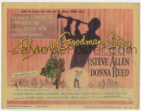 9r034 BENNY GOODMAN STORY TC '56 Steve Allen as Goodman, Donna Reed, Gene Krupa, Reynold Brown art