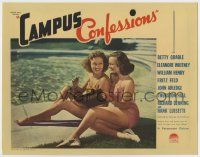 9r596 CAMPUS CONFESSIONS LC '38 close up of sexy Betty Grable in swimsuit writing in her diary!