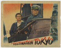 9r638 DESTINATION TOKYO LC '43 Cary Grant & John Garfield standing by machine gun on ship, WWII!