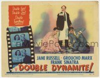 9r655 DOUBLE DYNAMITE LC #3 '51 Jane Russell & Frank Sinatra pick up Groucho Marx's money!