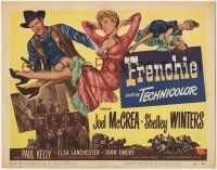 9r138 FRENCHIE TC '51 art of sexy lace-trimmed Shelley Winters with sheriff Joel McCrea!