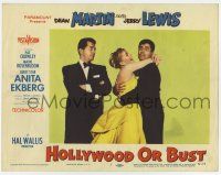 9r731 HOLLYWOOD OR BUST LC #1 '56 Dean Martin watches sexy Anita Ekberg hug Jerry Lewis!