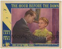 9r740 HOUR BEFORE THE DAWN LC #5 '44 Franchot Tone grabs Nazi spy Veronica Lake by her shoulders!