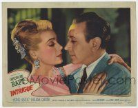 9r754 INTRIGUE LC #2 '47 romantic close up of George Raft & June Havoc about to kiss!