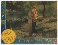 9r761 IT HAPPENED ONE NIGHT LC R37 Clark Gable & Claudette Colbert hugging in field, Frank Capra!