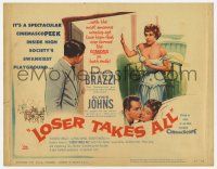 9r226 LOSER TAKES ALL TC '57 Rossano Brazzi, Glynis Johns, winningest romance of the year!