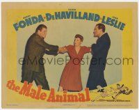 9r793 MALE ANIMAL LC '42 Olivia de Havilland being grabbed by both Jack Carson & Henry Fonda!