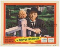 9r824 NIGHT OF THE HUNTER LC #3 '55 classic Robert Mitchum portrait showing his love & hate hands!