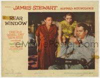 9r879 REAR WINDOW LC #7 '54 Hitchcock, Thelma Ritter & Grace Kelly look at excited James Stewart!