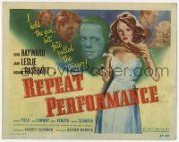 9r321 REPEAT PERFORMANCE TC '47 great art of sexy Joan Leslie with gun, fate pulled the trigger!