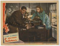 9r889 SABOTEUR LC '42 Alfred Hitchcock, great c/u of Priscilla Lane with Robert Cummings on phone!