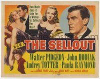 9r366 SELLOUT TC '52 art of sexy bad Audrey Totter, who sells out her man Walter Pidgeon!