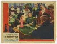 9r930 THAT HAMILTON WOMAN LC '41 Laurence Olivier helps beautiful Vivien Leigh playing bridge!
