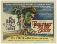 9r506 TWILIGHT FOR THE GODS TC '58 great art of Rock Hudson & sexy Cyd Charisse on beach!