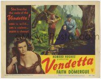 9r958 VENDETTA LC #3 '50 Howard Hughes, cloaked Faith Domergue in forest with men & boy!