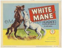 9r530 WHITE MANE TC '54 cool image of brown & white majestic wild stallions fighting!