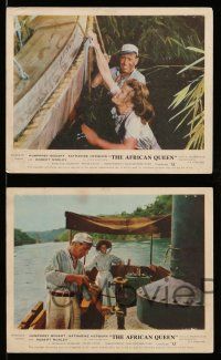 9s094 AFRICAN QUEEN 5 color English FOH LCs'53 great close up of Humphrey Bogart & Katharine Hepburn