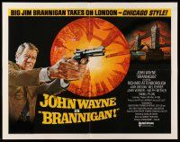 9t054 BRANNIGAN int'l 1/2sh '75 great Robert McGinnis art of fighting John Wayne in England!