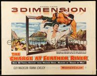 9t066 CHARGE AT FEATHER RIVER 3D 1/2sh '53 great art of Guy Madison throwing Native American!