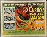 9t076 CURUCU, BEAST OF THE AMAZON style B 1/2sh '56 Universal horror, monster art by Reynold Brown!