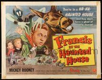 9t112 FRANCIS IN THE HAUNTED HOUSE style B 1/2sh '56 art of Mickey Rooney w/Francis talking mule!