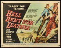 9t151 HELL BENT FOR LEATHER 1/2sh '60 art of Audie Murphy with shotgun protecting Felicia Farr!