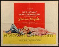 9t180 JEANNE EAGELS style A 1/2sh '57 best romantic artwork of Kim Novak & Jeff Chandler!