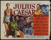 9t192 JULIUS CAESAR style A 1/2sh '53 art of Marlon Brando, James Mason & Greer Garson, Shakespeare