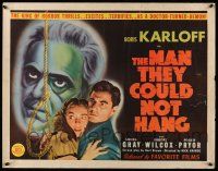 9t264 MAN THEY COULD NOT HANG 1/2sh R47 art of Boris Karloff by hangman's noose & young lovers!