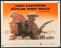 9t294 OUTLAW JOSEY WALES 1/2sh '76 Clint Eastwood is an army of one, cool different artwork!