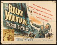 9t327 ROCKY MOUNTAIN 1/2sh '50 great close up of part renegade part hero Errol Flynn with gun!