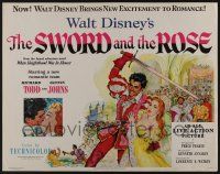 9t365 SWORD & THE ROSE style A 1/2sh '53 Disney, art of Richard Todd swinging sword & Glynis Johns!