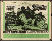 9t389 TOWER OF LONDON 1/2sh '62 Vincent Price, Roger Corman, montage of horror artwork!