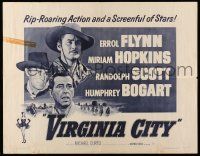 9t403 VIRGINIA CITY 1/2sh R51 Errol Flynn, Humphrey Bogart & Randolph Scott, plus sexy Hopkins!