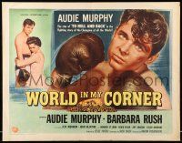 9t416 WORLD IN MY CORNER style A 1/2sh '56 great art of champion boxer Audie Murphy in the ring!